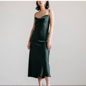 Zara satin dark green cocktail dress